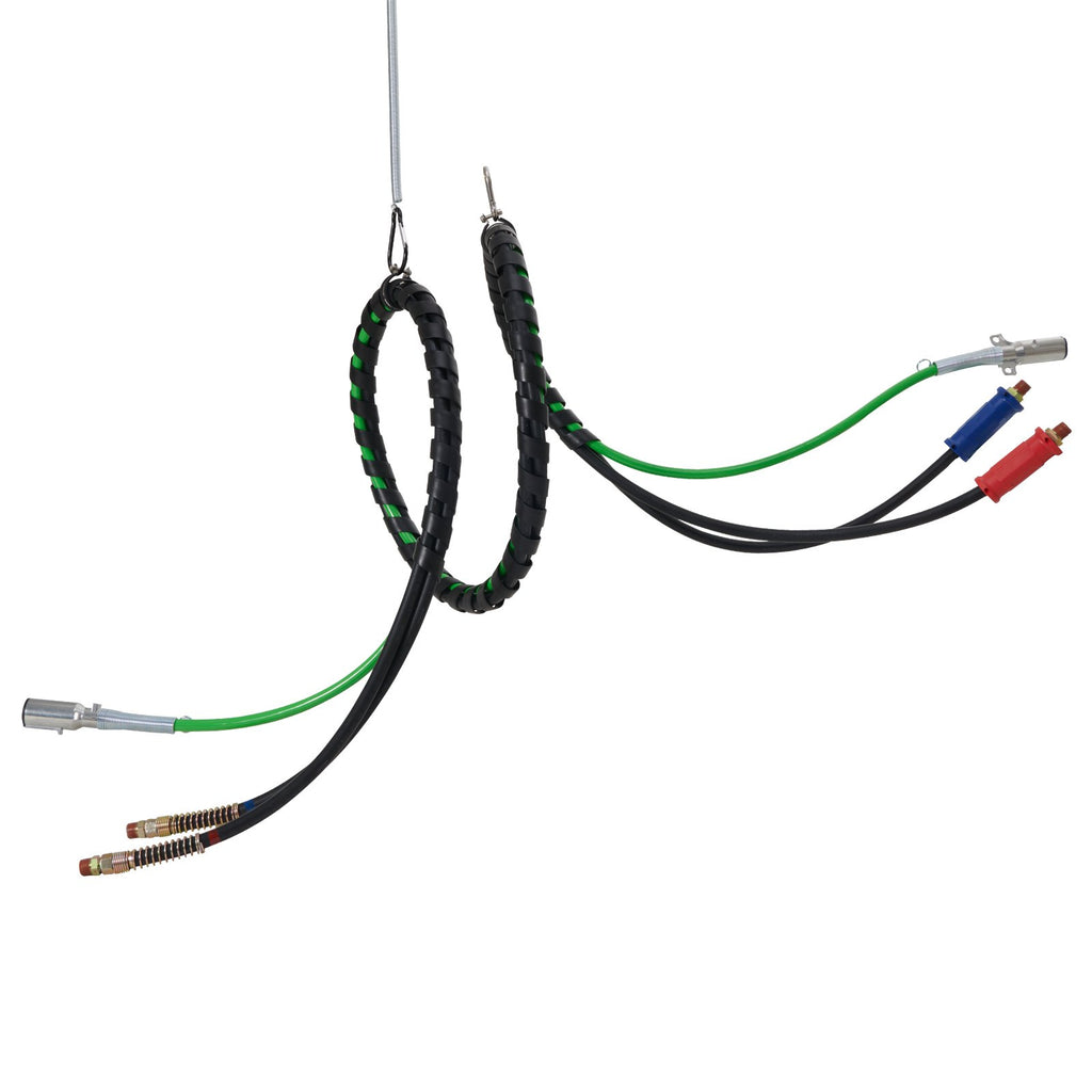 12FT Semi Truck Air Lines Kit With 2PCS Glad Hands, 3-in-1 Air Hoses  7 Way ABS Electric Power Line, With 2PCS Gladhand Handles, 4PCS Seals And Tender Spring Kit For Semi Truck Trailer Tractor