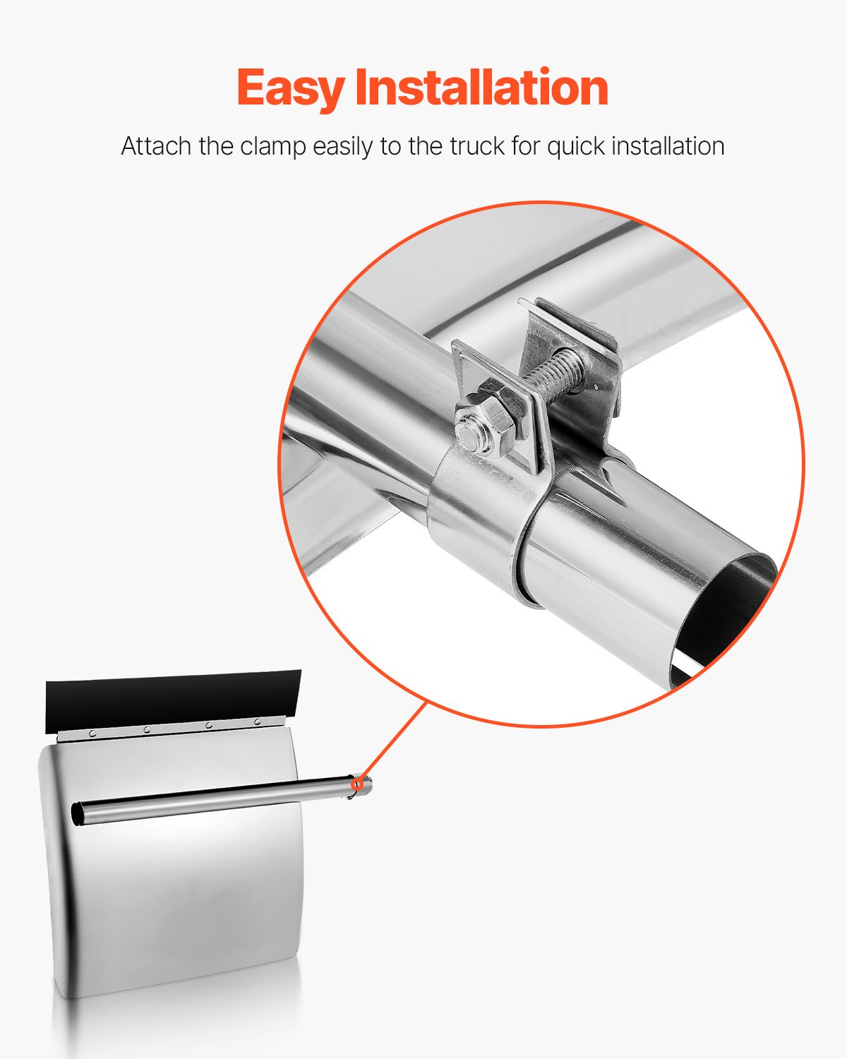 Stainless Steel Quarter Fenders For Semi Trucks, 24" X 24" Semi Truck Fenders With Tube Bracket And Mounting Hardware, 1 Pair Right & Left Quarter Fender Set, Fit For Freightliner, Peterbilt