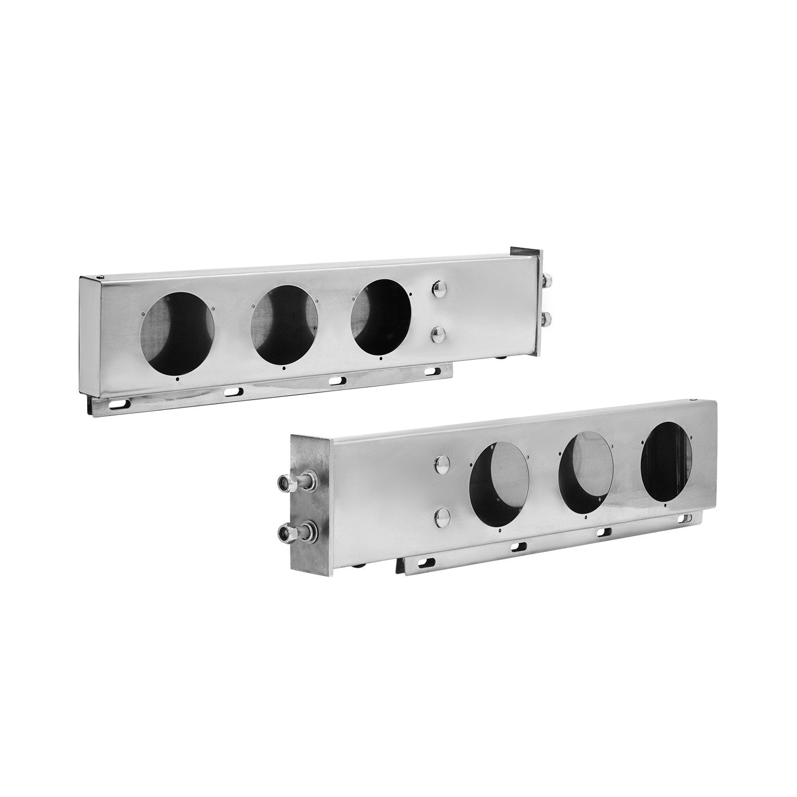 Stainless Steel Mud Flap Hangers With Light Cutouts, 2-1/2" Bolt Spacing, Spring Loaded Mudflap Hangers For Semi Trucks, 1 Pair Heavy Duty Semi Truck Mud Flap Hanger Set, Silver