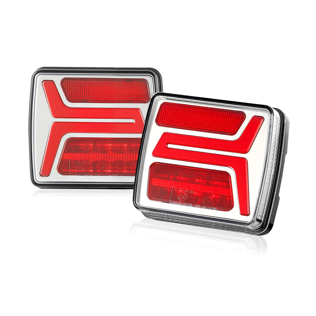 Trailer Lights, 2PCS 12V Square Magnetic LED Trailer Tail Lights Kit With Stop Brake Turn Tail License Lamp, Waterproof Tow Lighting Kit With Wiring Harness For Boat Truck Camper RV Snowmobile