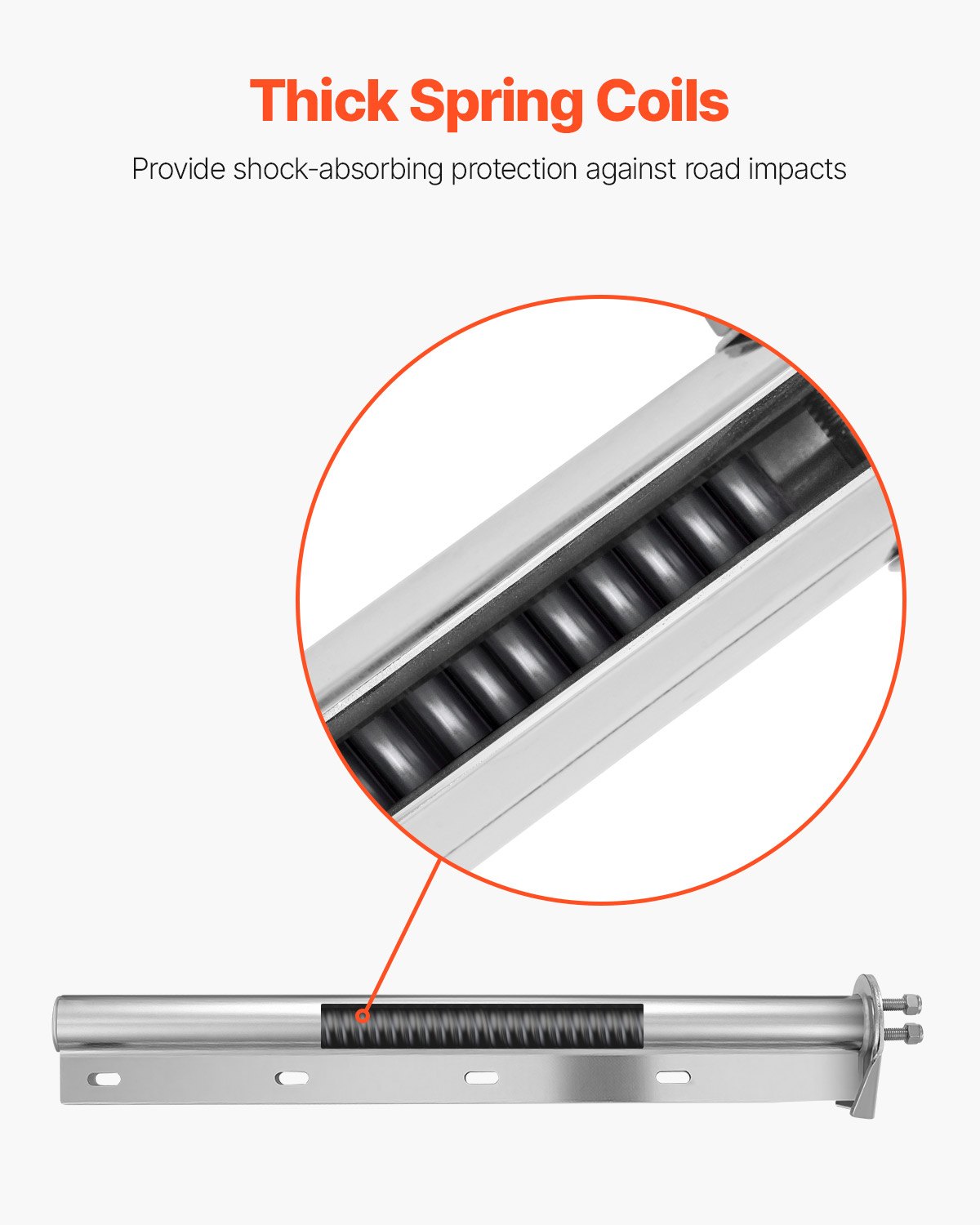 Chrome Straight Spring Loaded Mud Flap Hangers, 1-1/8" Bolt Spacing Mudflap Hangers For Semi Trucks, 1 Pair Heavy Duty Semi Truck Mud Flap Hanger Set With Reflective Strips, Silver