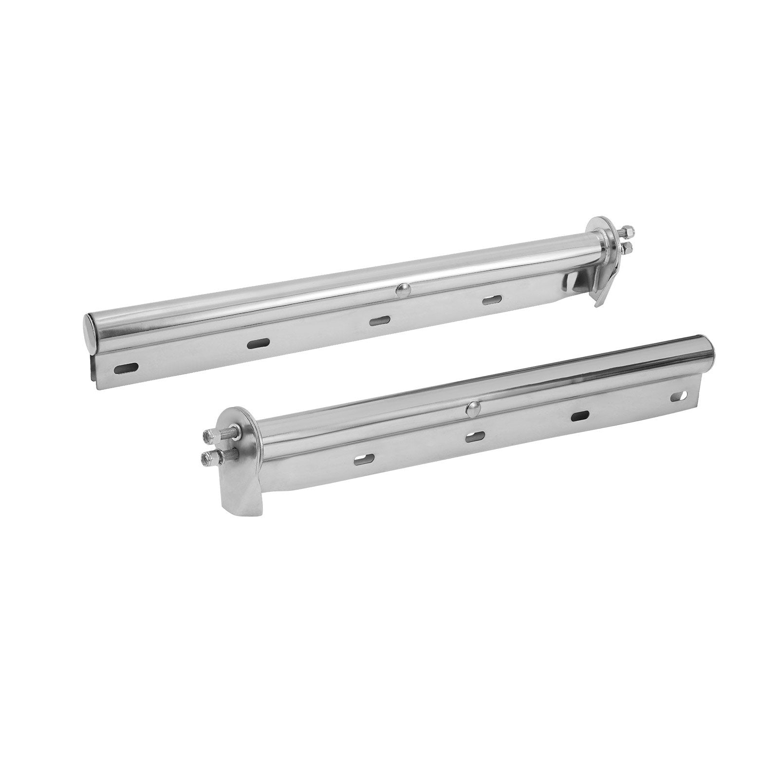 Chrome Straight Spring Loaded Mud Flap Hangers, 1-1/8" Bolt Spacing Mudflap Hangers For Semi Trucks, 1 Pair Heavy Duty Semi Truck Mud Flap Hanger Set With Reflective Strips, Silver