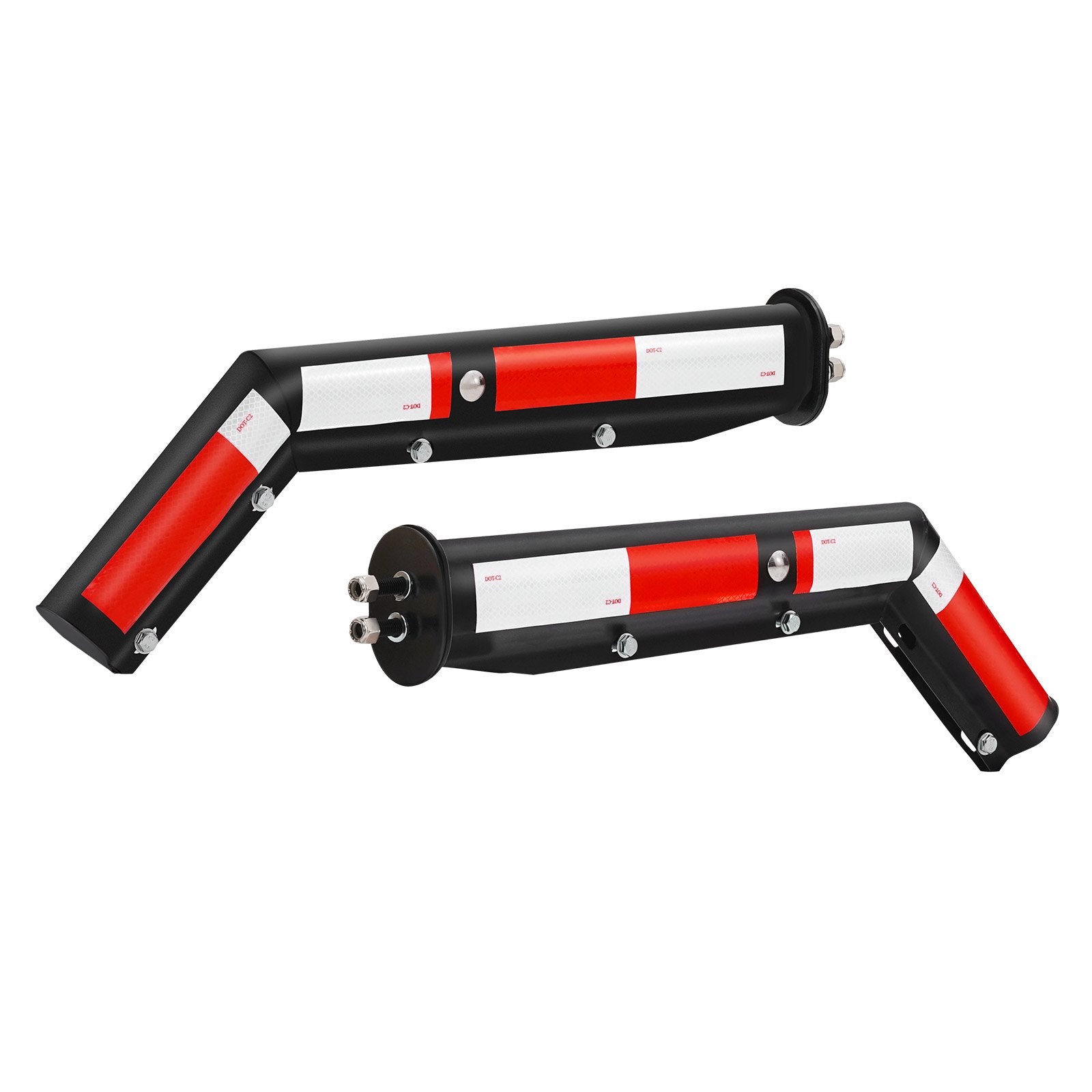 Angled Spring Loaded Mud Flap Hangers, 1-1/8" Bolt Spacing Mudflap Hangers For Semi Trucks, 1 Pair Heavy Duty Semi Truck Mud Flap Hanger Set With Reflective Strips, Black